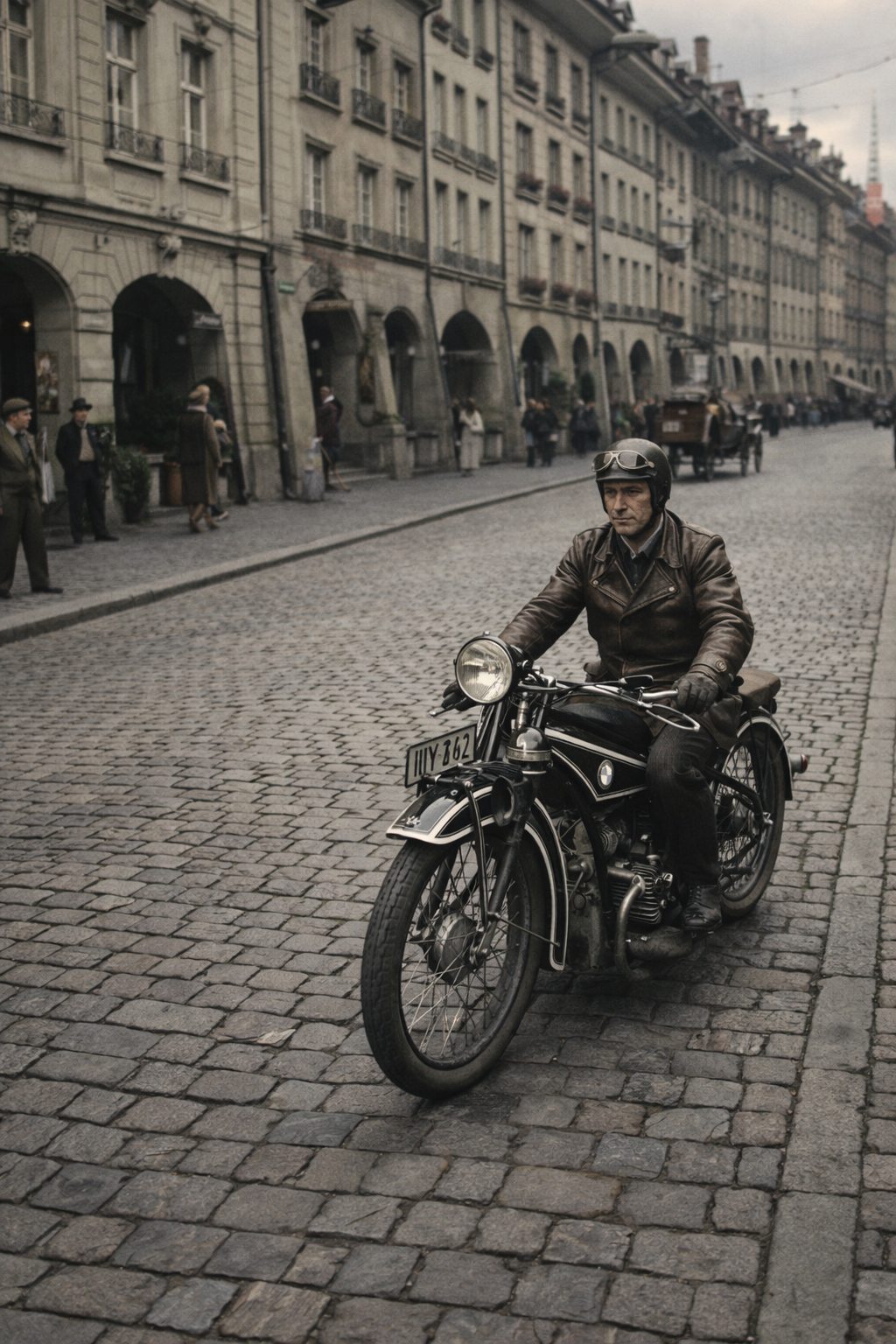 BMW R32 im Jahre 1932 in der Berner Altstadt